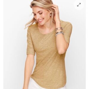 Talbots Roll Cuff Tee golden shimmer P new petite women shirt top.
